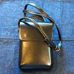 Vegan Faux Leather compact structured festival Shoulder bag crossbody bag black